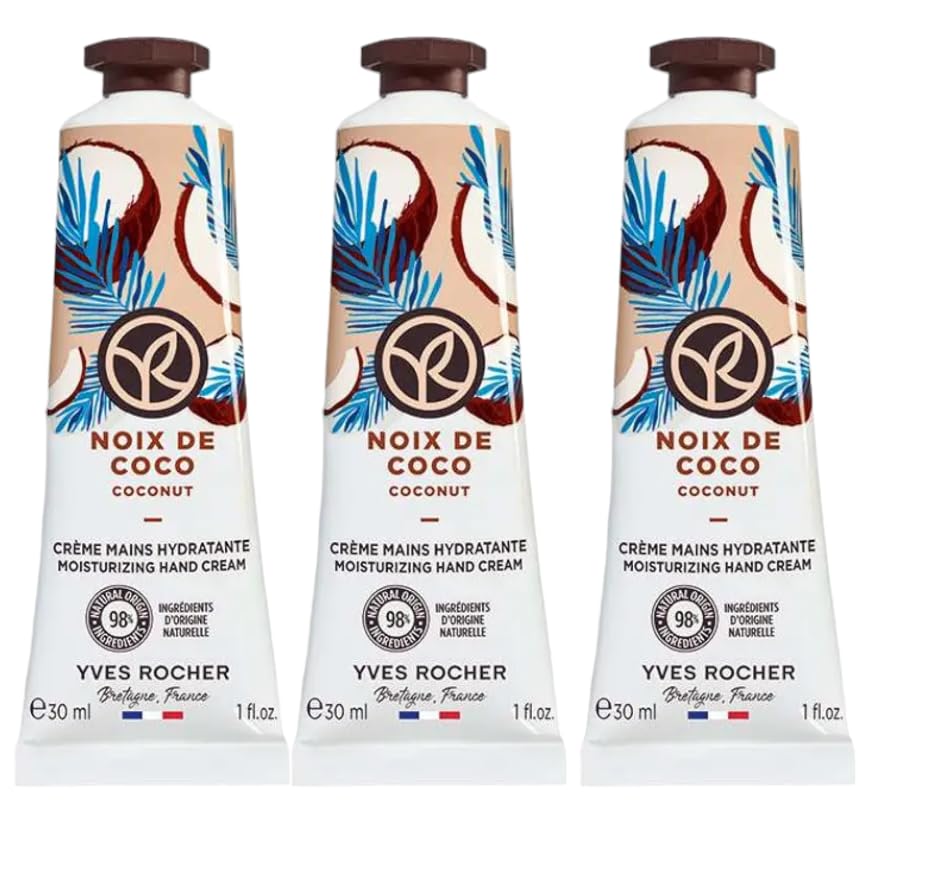Yves Rocher Moisturizing Coconut Hand Cream Set of 3 Tubes - 30 ml. / 1 fl.oz.