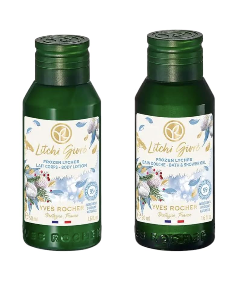 Yves Rocher Concentrated Moisturizing Sensual Cocktail of Frozen Lychee Liquid Body Gel and Lotion Set of 2 Limited Eddition - 50 ml. / 1.7 fl.oz.