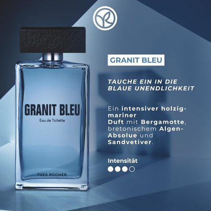 Yves Rocher Granit Bleu Eau de Toilette for Men Long Lasting Fragrance 100 ml./3.3 fl.oz.