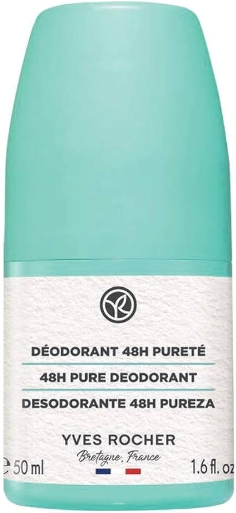 Yves Rocher 48h Pure Deodorant, 50ml/1.6flOz - Long-Lasting Protection, Gentle Formula, Effective Deodorant, Fresh Scent, Daily Use, All Skin Types, Non-Sticky, Quick-Drying