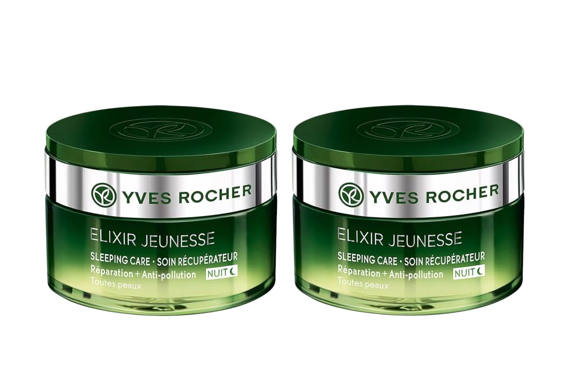 Yves Rocher Elixir Jeunesse Sleeping Care Repair Anti-pollution Night Cream All skin Types Set of 2-50 ml./1.7 fl.oz.