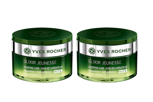 Yves Rocher Elixir Jeunesse Sleeping Care Repair Anti-pollution Night Cream All skin Types Set of 2-50 ml./1.7 fl.oz.