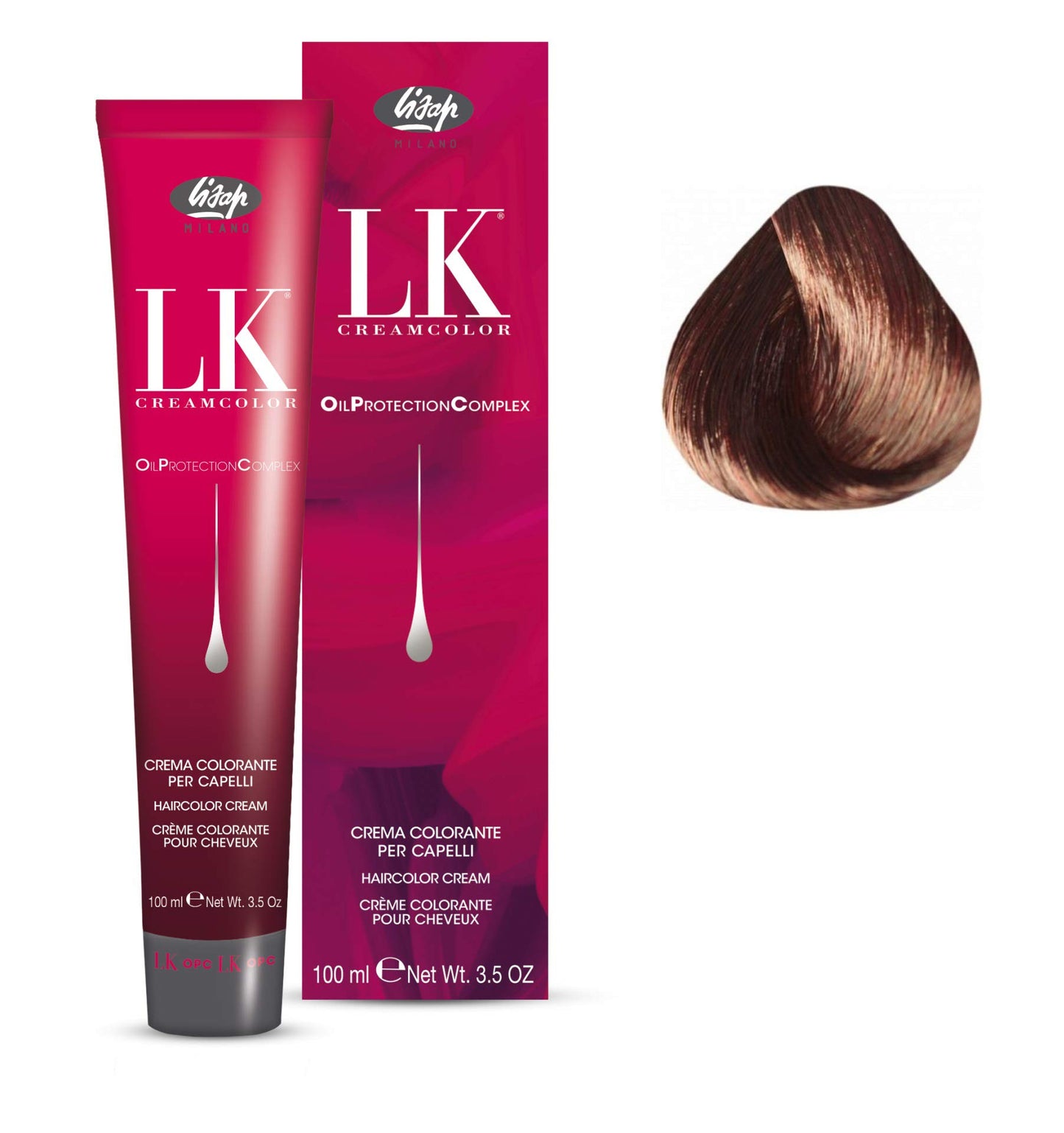 Lisap LK Oil Protection Complex Hair Color Cream, 100 ml./3.38 fl.oz. (6/78 - Dark Blonde Beige Violet)