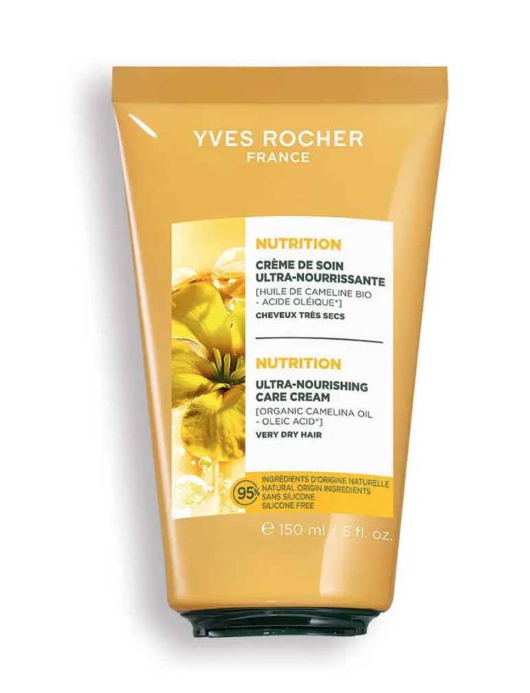 Yves Rocher Intensively Nourishing Hair Live in Cream Camelina Coconut Oil and She Butter Manageable Hair 230°C Set of 2-150 ml./ 5 fl.oz
