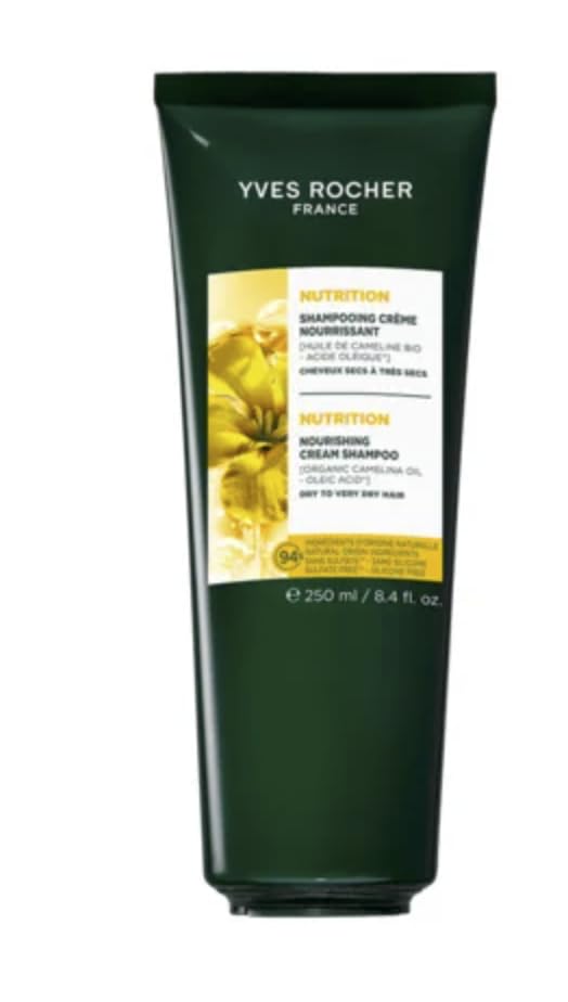 Yves Rocher Intensively Nourishing Hair Cream Shampoo Camelina Oil All Hair Types 250 ml./ 8.4 fl.oz