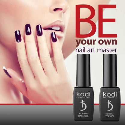 Professional Rubber Top & Base Gel Set By Kodi | 8ml 0.27 oz| Soak Off, Polish Fingernails Coat Kit | For Long Lasting Nails Layer | Easy To Use, Non-Toxic & Scentless | Cure Under LED Or UV Lamp