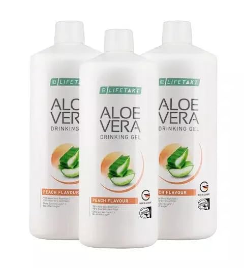 LR Lifetakt Aloe Vera Drinking Gel Peach Flavour Health Care Women Men Drink Every Day Natural Treatment Set of 3-1000 ml./33.3 fl.oz