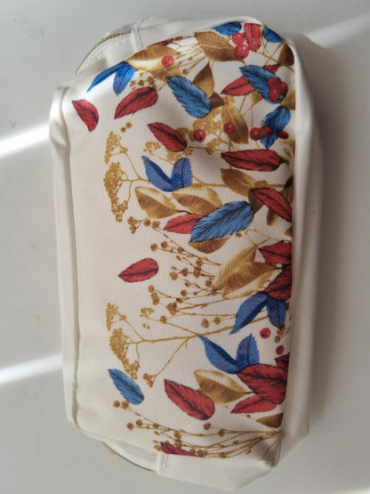 Yves Rocher Dual-Compartment Makeup Bag 7.1 x 3.5 x 4.1 inches, White