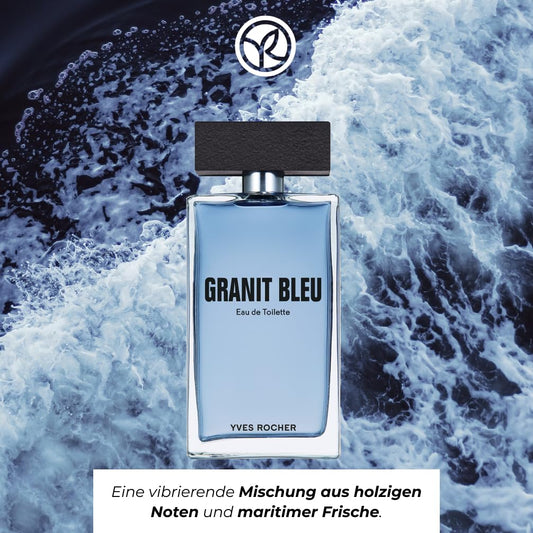 Yves Rocher Granit Bleu Eau de Toilette for Men Long Lasting Fragrance 100 ml./3.3 fl.oz.