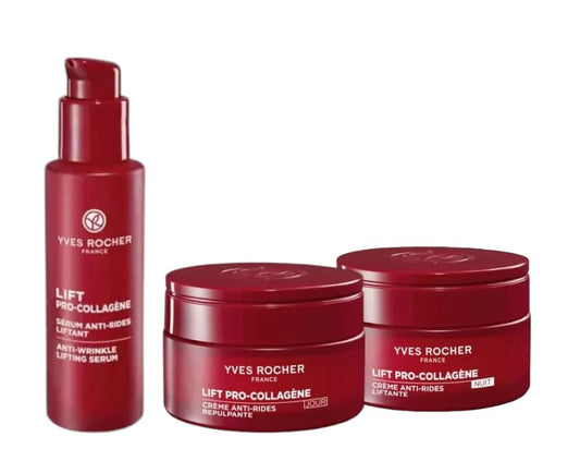 Yves Rocher Lift Pro-collagene Anti-wrinkle Firming Serum Day Night Cream Set of 3-30 ml./1 fl.oz./50 ml./1.7 fl.oz.