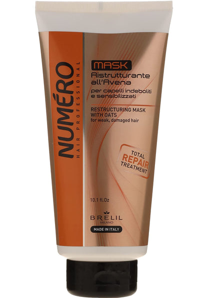 Brelil Numero Restructuring Cream Mask Hair with Oat Extracts (10.1 fl.oz)