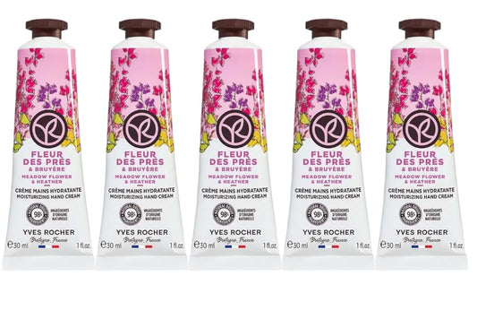 Yves Rocher Moisturizing Meadow Flowers and Heather Hand Cream Set of 5 Tubes - 30 ml. / 1 fl.oz.