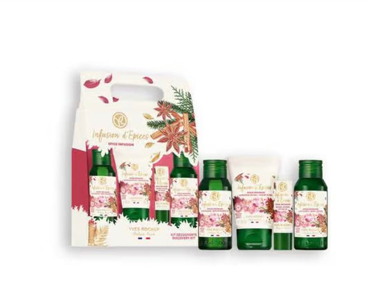 Yves Rocher Moisturizing Sensual Cocktail of Spices Spice Infusion Discovery Kit Set of 4 Travel-sized Products Limited Eddition - 30 ml. / 1 fl.oz. and 50 ml./1.7 fl.oz.