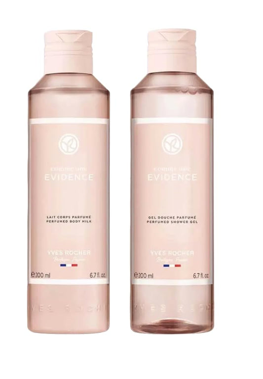 Yves Rocher Perfumed Nourishing Gel and Lotion Set of 2 for Body and Hair Comme Une Evidence Fragrance Skin Care 200 ml./ 6.7 fl.oz.