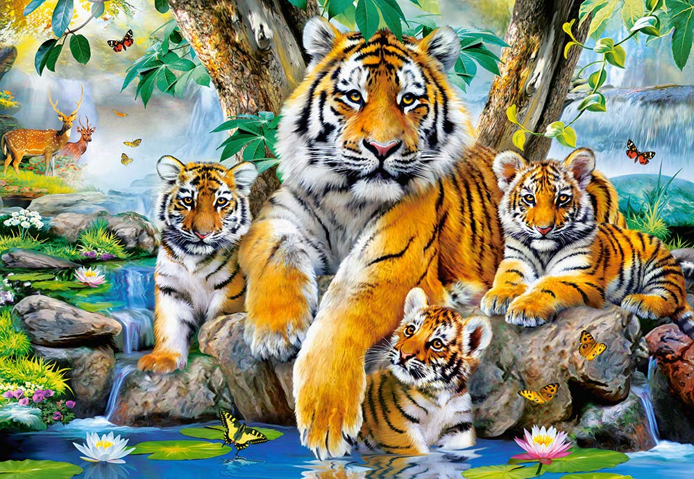 Castorland Puzzle 1000 Pieces, Tigers by The Stream - С-104413