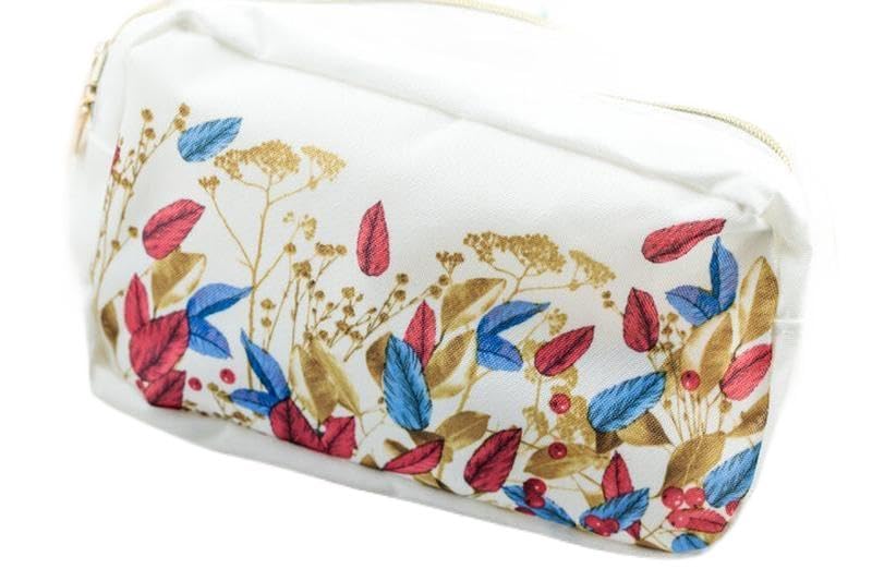 Yves Rocher Dual-Compartment Makeup Bag 7.1 x 3.5 x 4.1 inches, White