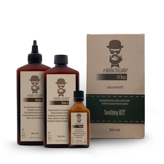 Barba Italiana Trichology Cosmetics Soothing Kit for Sensitive Scalp 3pcs - 50 Day Treatment