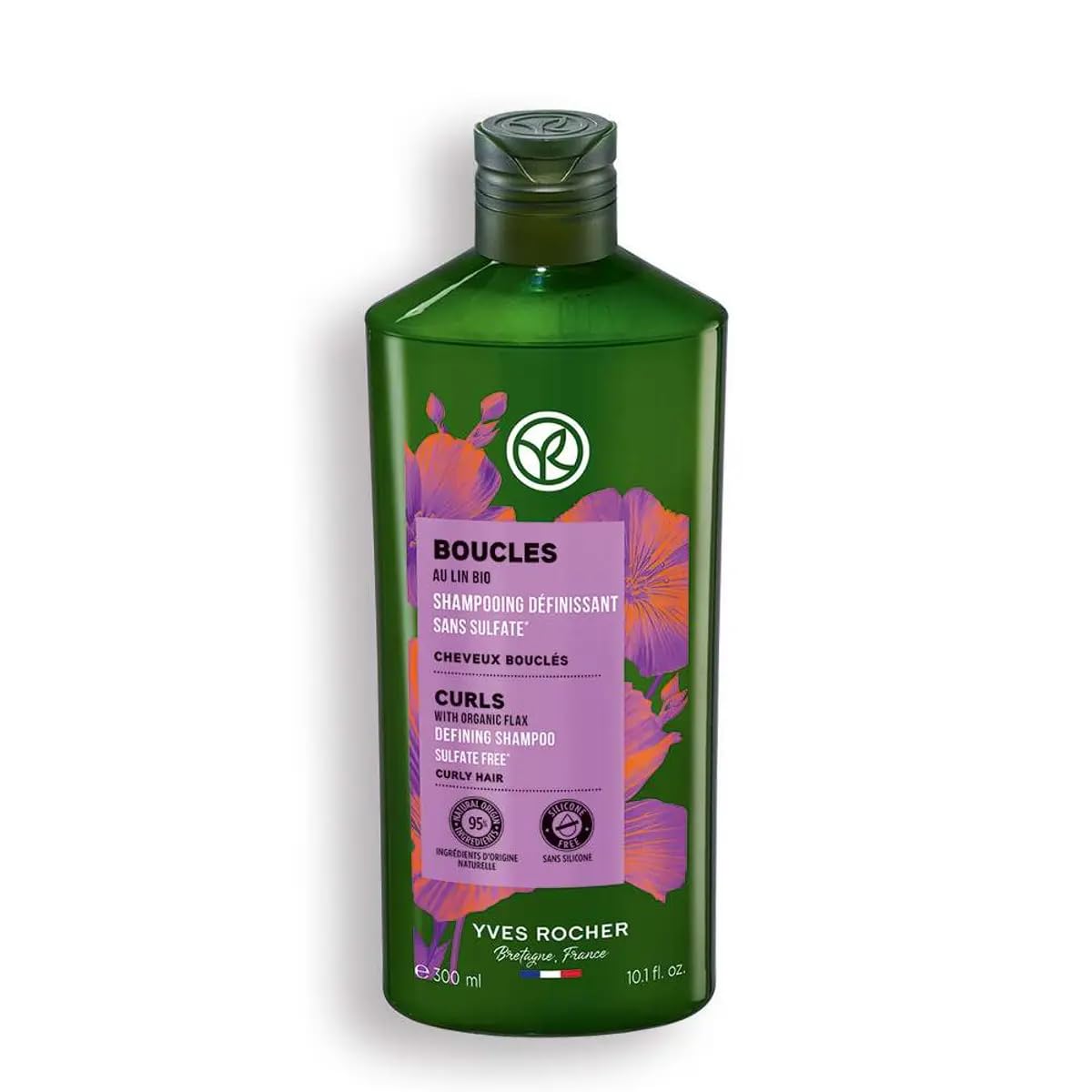 Yves Rocher Curls Shampoo with Organic Flax Extract Sulfate-Free Defines and Nourishes Curly Hair - 300 ml./10.1 fl.oz.