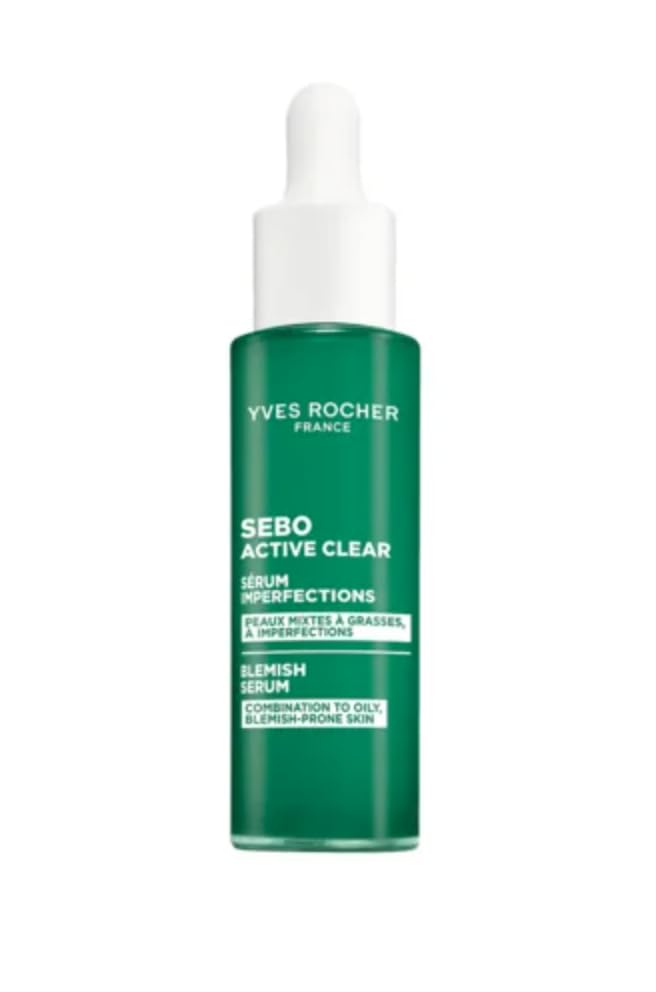 Yves Rocher Sebo Active Clear Anti-Imperfection Serum Pore-Refining Clarifying Formula Smooth Texture All Skin Types - 30 ml / 1 flOz