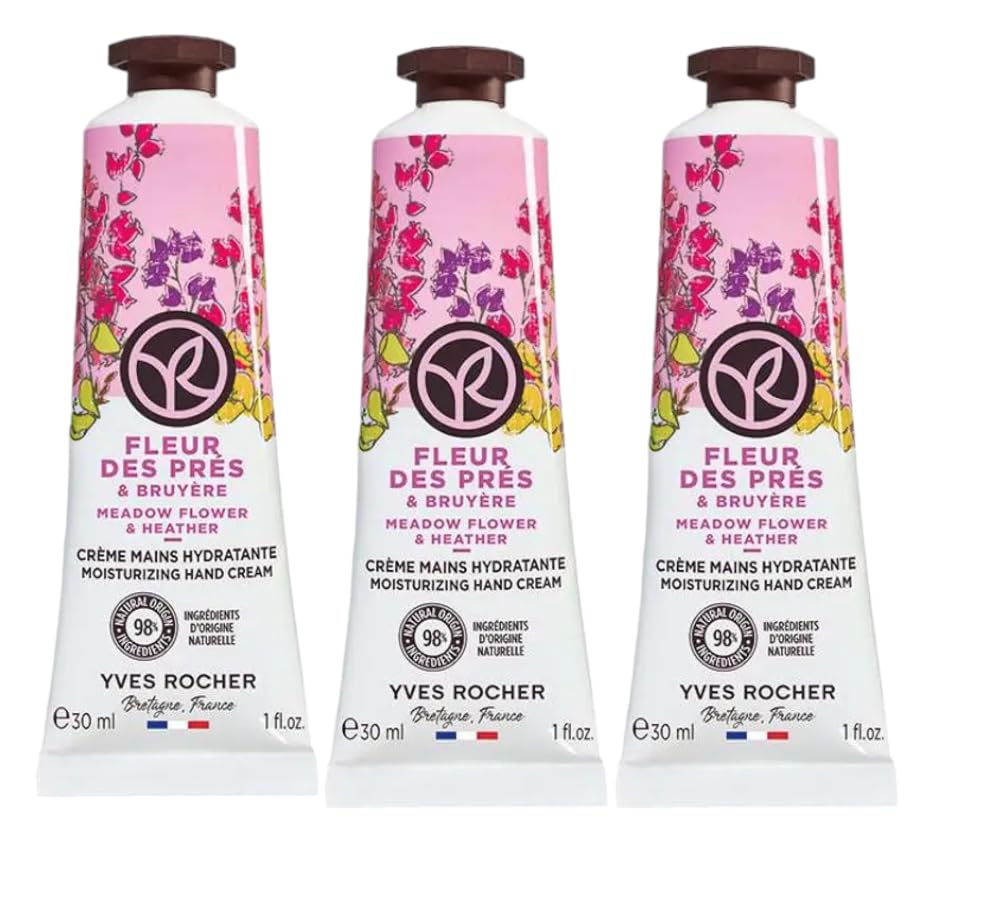 Yves Rocher Moisturizing Meaadow Flower and Heather Hand Cream Set of 3 Tubes - 30 ml. / 1 fl.oz.