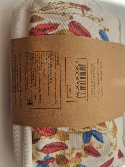 Yves Rocher Dual-Compartment Makeup Bag 7.1 x 3.5 x 4.1 inches, White