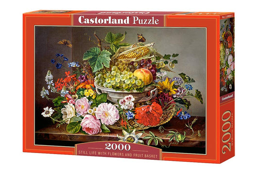Castorland Puzzle 2000 Pieces, Still Life with Flowers and Fruit Basket - С-200658