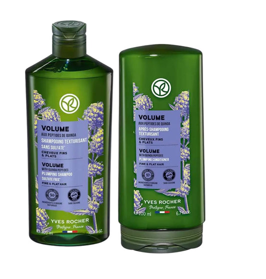Yves Rocher Volume Plumping Shampoo and Conditioner Set of 2 with Quinoa Extract Visibly Increases Hair Volume After Just 3 Uses - 300 ml./10.1 and 200 ml./6.7 fl.oz.
