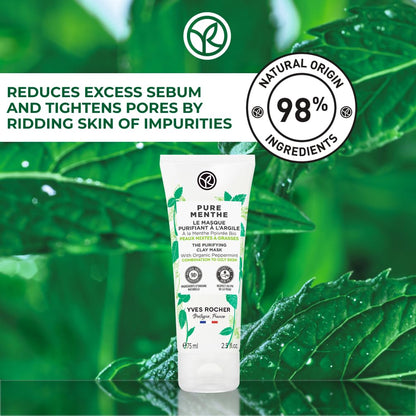 Yves Rocher Pure Menthe Purifying Clay Mask for Oily and Combination Skin, 75 ml./2.5 fl.oz.