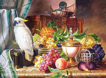 Castorland Still Life with Fruit and Cockatoo Jigsaw Puzzle - C-300143, 3000 Pieces - Exotic Elegance & Natural Beauty