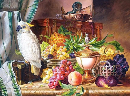 Castorland Still Life with Fruit and Cockatoo Jigsaw Puzzle - C-300143, 3000 Pieces - Exotic Elegance & Natural Beauty