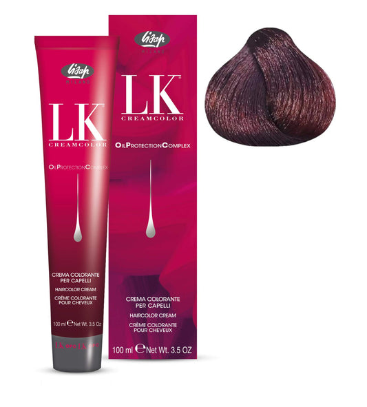 Lisap LK Oil Protection Complex Hair Color Cream, 100 ml./3.38 fl.oz. (4/68 - Medium Copper Violet Brown)