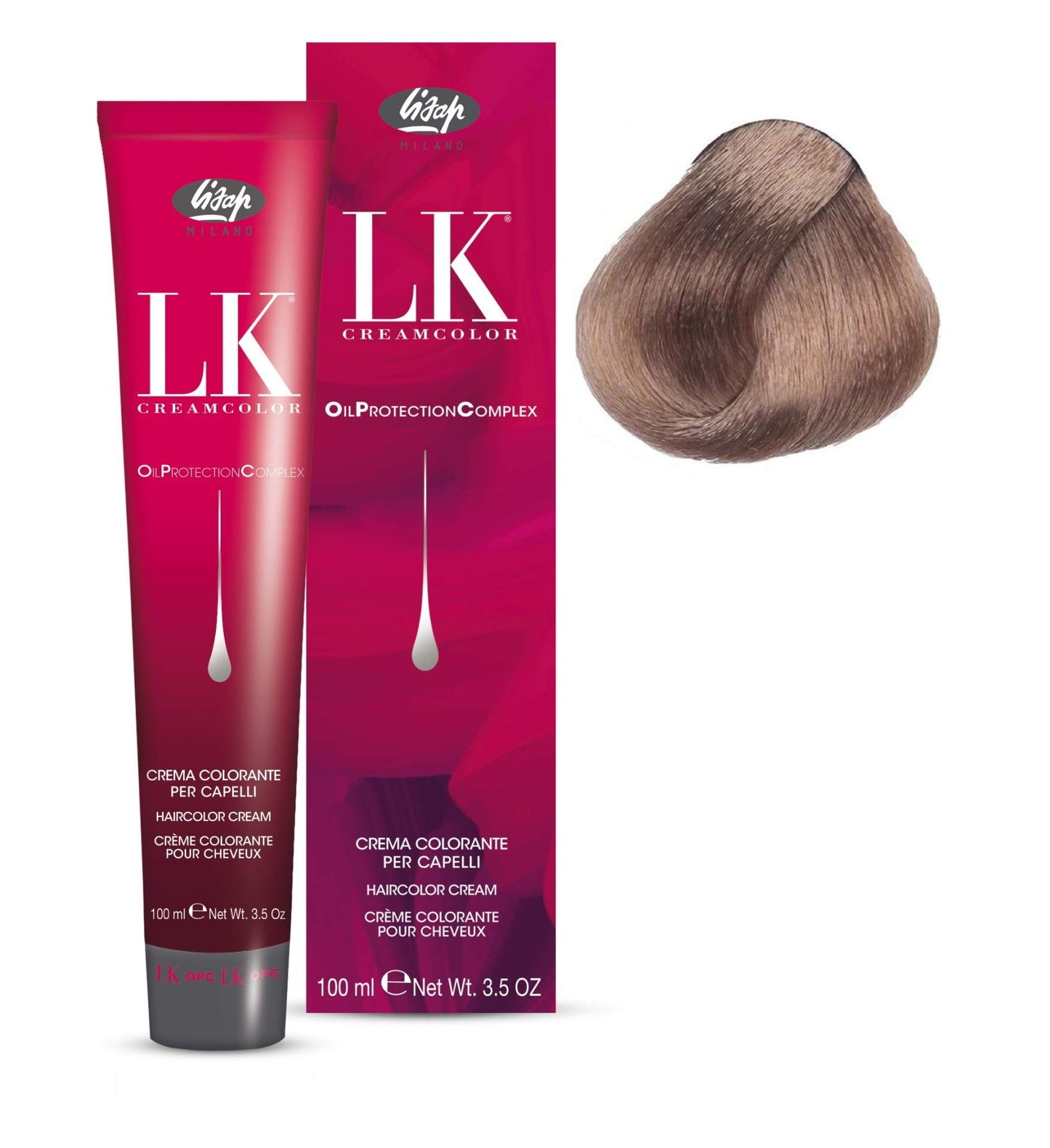 Lisap LK Oil Protection Complex Hair Color Cream, 100 ml./3.38 fl.oz. (9/72 - Very Light Beige Ash Blonde)
