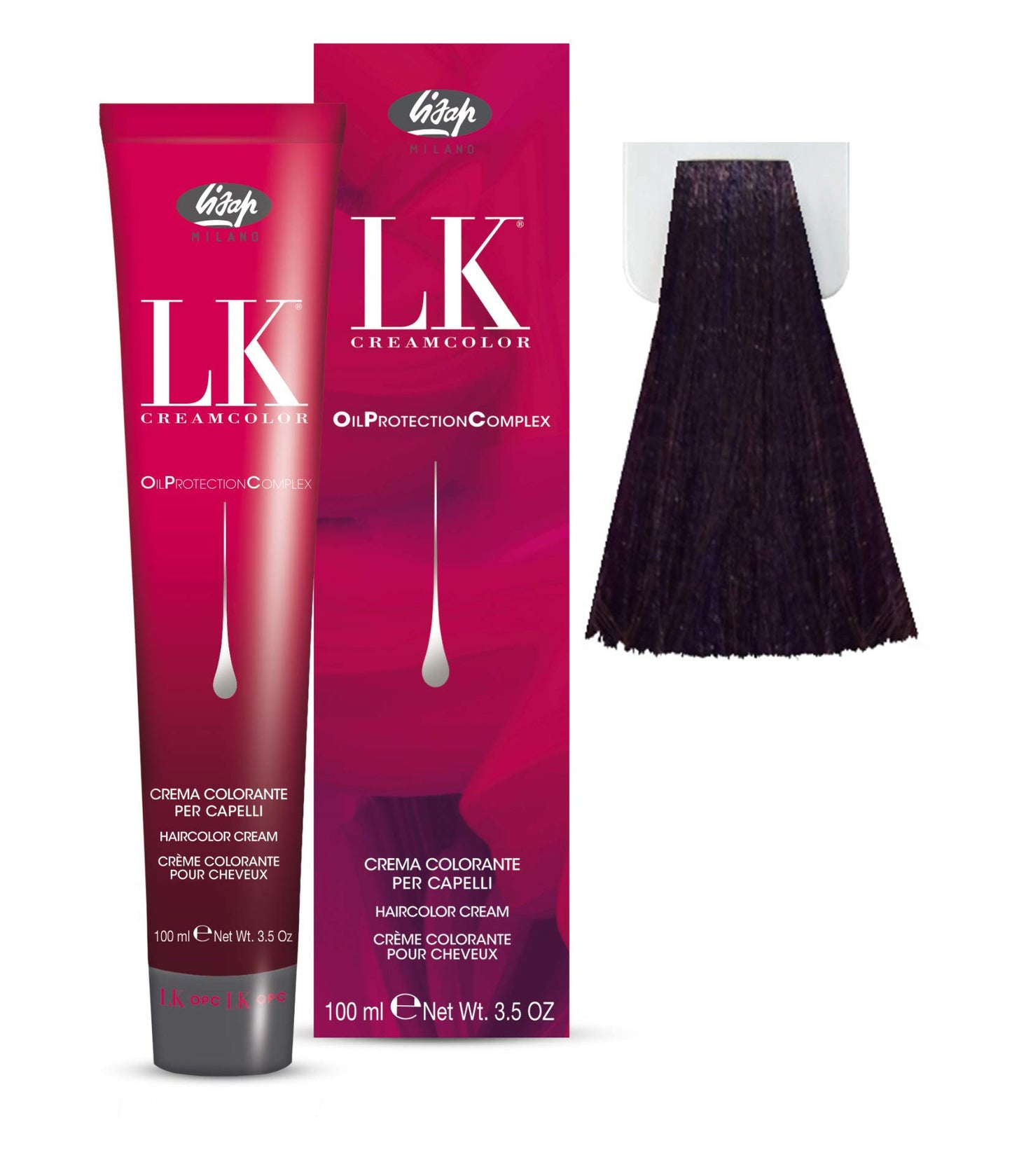 Lisap LK Oil Protection Complex Hair Color Cream, 100 ml./3.38 fl.oz. (4/88 - Medium Brown Vibrant Violet)