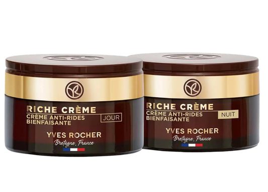 Yves Rocher Riche Crème Wrinkle Smoothing Mature Skin Day and Night Cream Set of 2-50 ml./ 1.7 fl.oz.