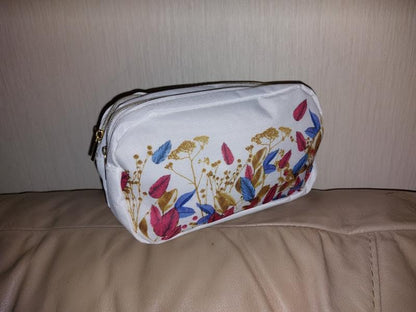 Yves Rocher Dual-Compartment Makeup Bag 7.1 x 3.5 x 4.1 inches, White