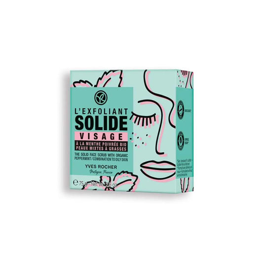 Yves Rocher Hard Solid Bar Scrub for Face Deep Cleansing Exfoliant with Mint for Oily & Combination Skin – 75g / 2.6 fl oz