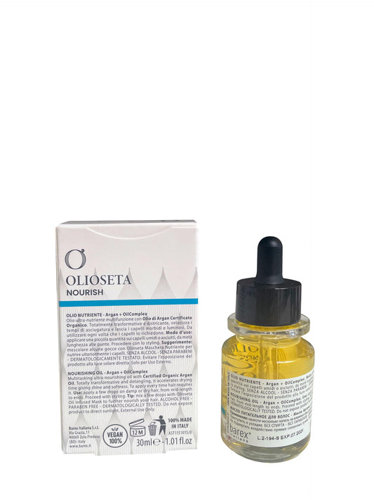 Olioseta Nourish Nourishing Hair Oil with Certified Organic Argan Oil for All Hair Types - 30ml