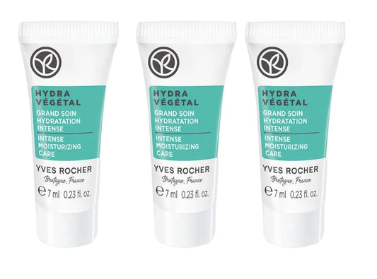Yves Rocher Hydra Vegetal Intense Moisturizing Care Hydrating Face Cream Mask Mini Size Travel for All Skin Types Set of 3-7 ml./0.23 fl.oz.