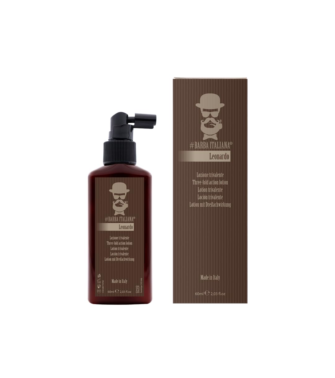 Barba Italiana Leonardo Trivalent Lotion for Men 60ml/2.05flOz - Revitalizing Scalp and Hair Treatment