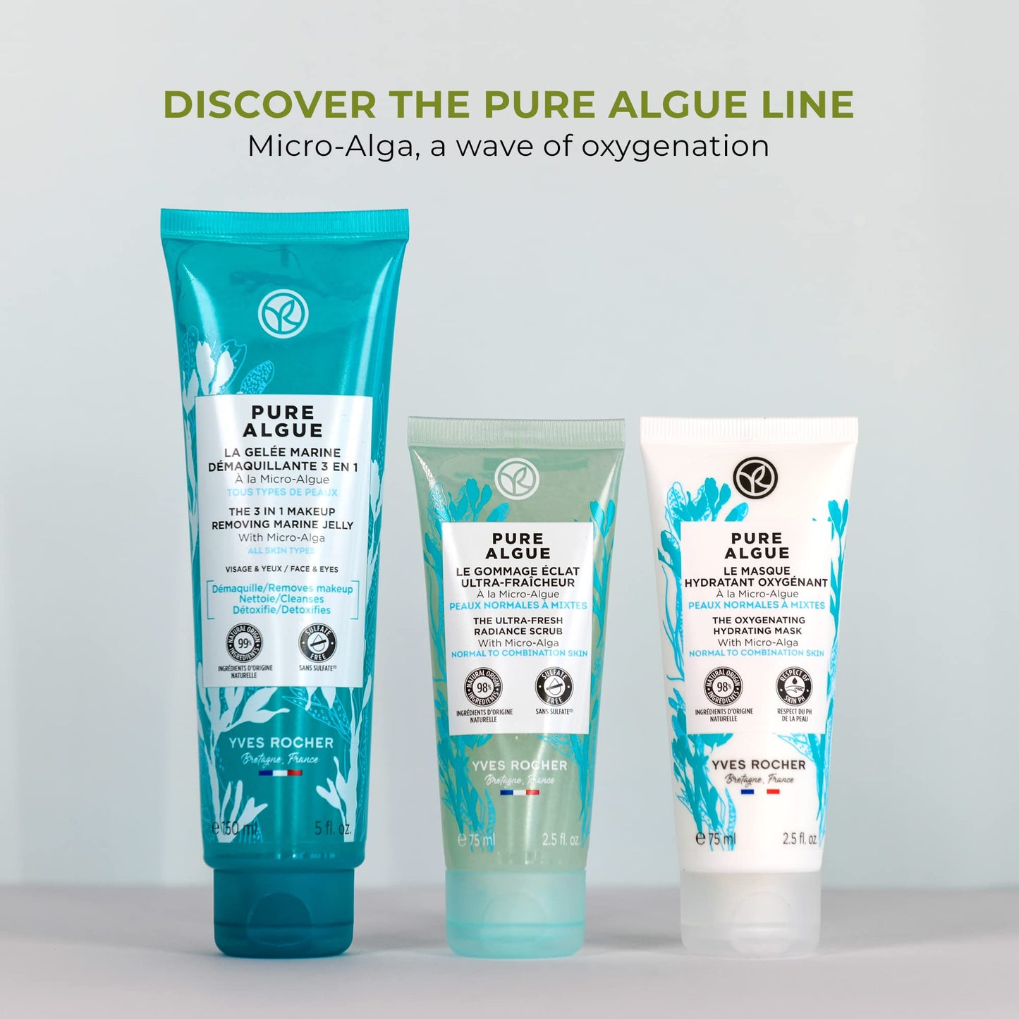 Yves Rocher Oxygenating Cleansing Foam for Normal to Combination Skin – Pure Algue – 5 Oz – 1 Ct