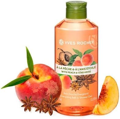 Yves Rocher Les Plaisirs Nature Peach Star Anise Energizing Bath and Shower Gel 13.5 fl.oz.