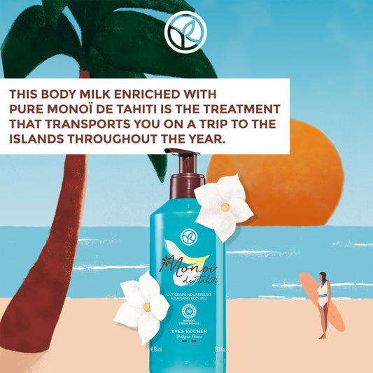 Yves Rocher Monoï de Tahiti Monoi Moisturizing Body Milk Coconut and Tiare Scent Lotion All Skin Types 390 ml./13.1 fl.oz.