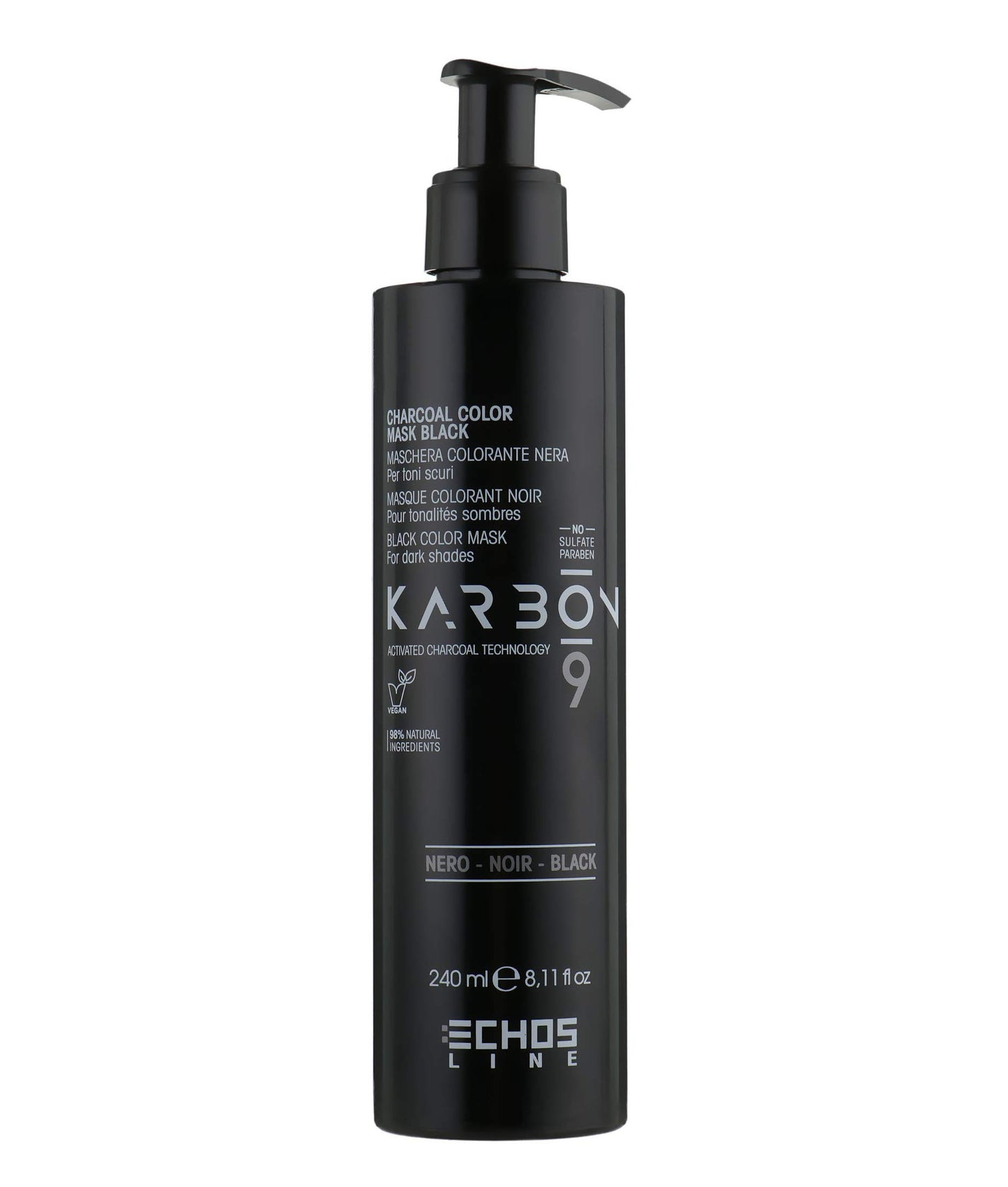 ECHOS LINE Echosline Karbon 9 Charcoal Color Mask Black, 240 ml./8.1 fl.oz.