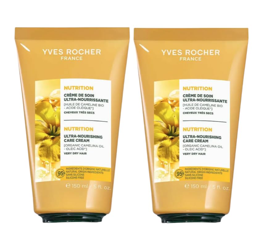 Yves Rocher Intensively Nourishing Hair Live in Cream Camelina Coconut Oil and She Butter Manageable Hair 230°C Set of 2-150 ml./ 5 fl.oz