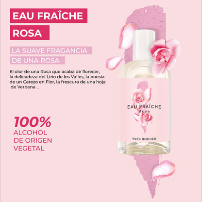 Yves Rocher EAU FRAICHE COLLECTION Rose EDT Spray for Women, Fragrance Fresh Scent Delicately, 100 ml./3.3 fl.oz.