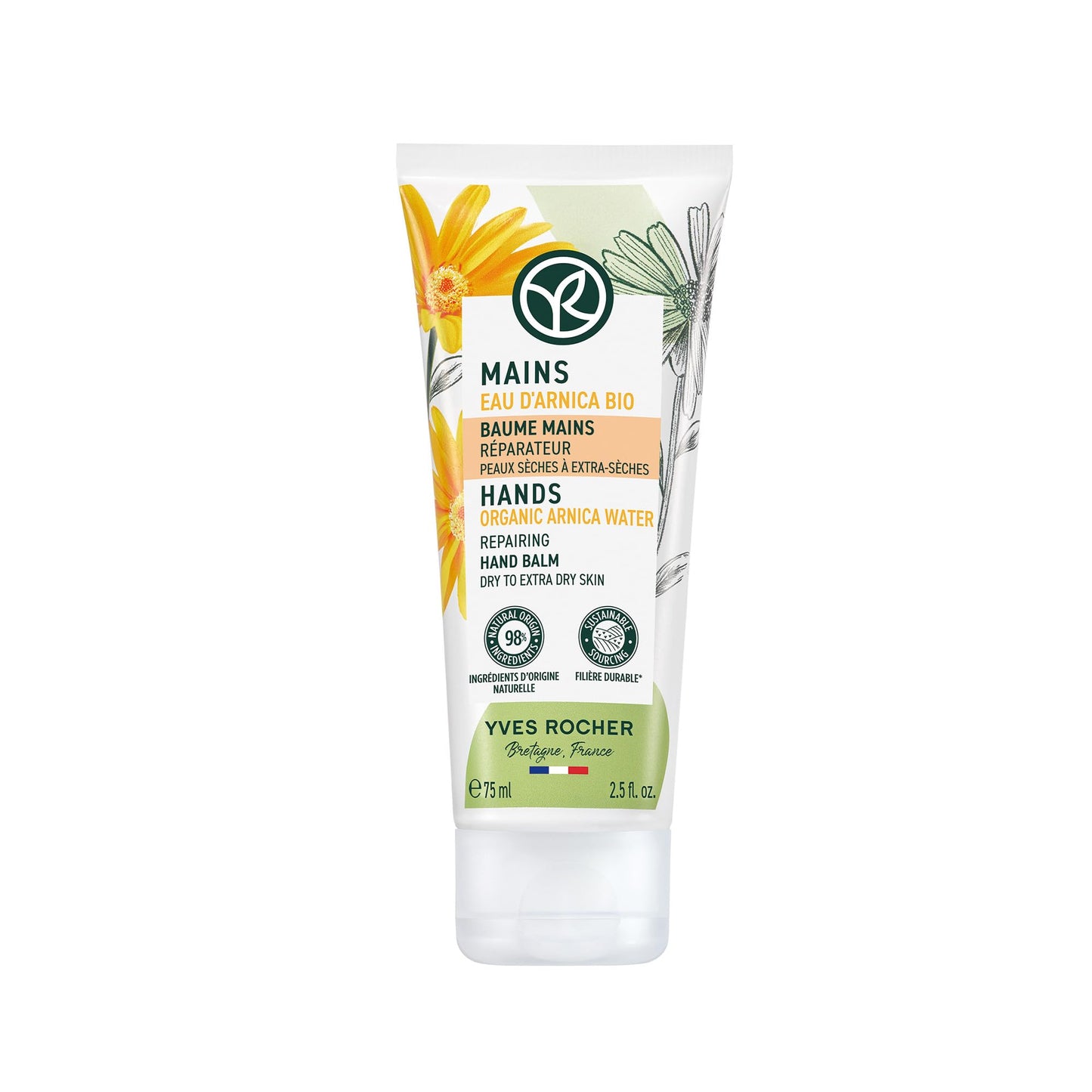 Yves Rocher Long-lasting Restorative Organic Arnica Hand Balm 75 ml./2.5 fl.oz.