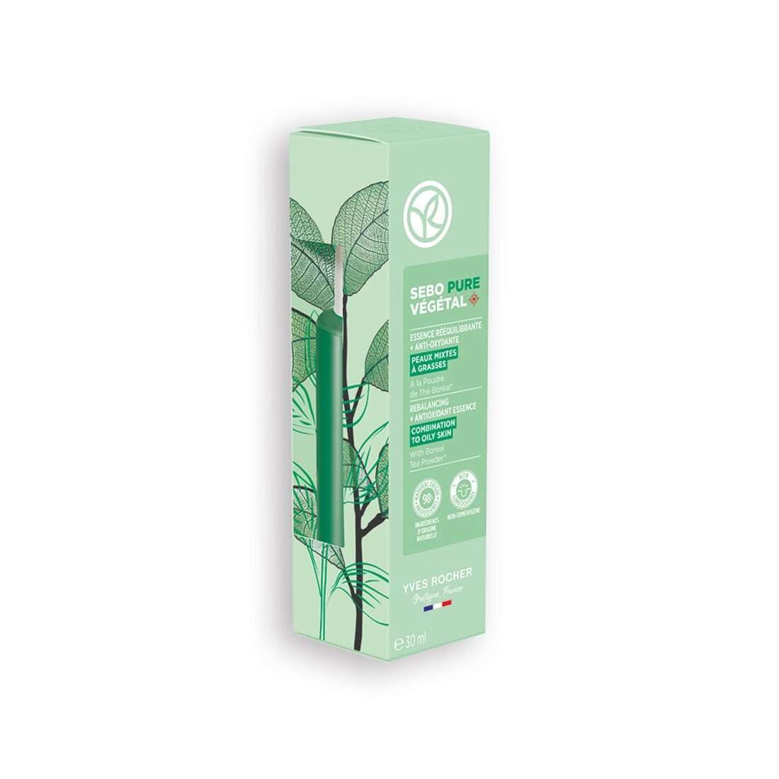 Yves Rocher Sebo Pure Vegetal Rebalancing Antioxidant Essence Organic Serum Combination & Oily Skin Solution - 30 ml. / 1 fl.Oz.