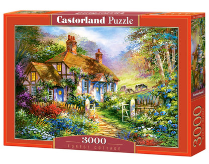 Castorland 3000 Piece Jigsaw Puzzles, Forest Cottage, Charming Nook, Pond, Countryside, Adult Puzzles, C-300402-2, Small