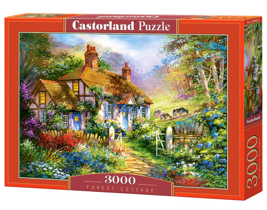 Castorland 3000 Piece Jigsaw Puzzles, Forest Cottage, Charming Nook, Pond, Countryside, Adult Puzzles, C-300402-2, Small