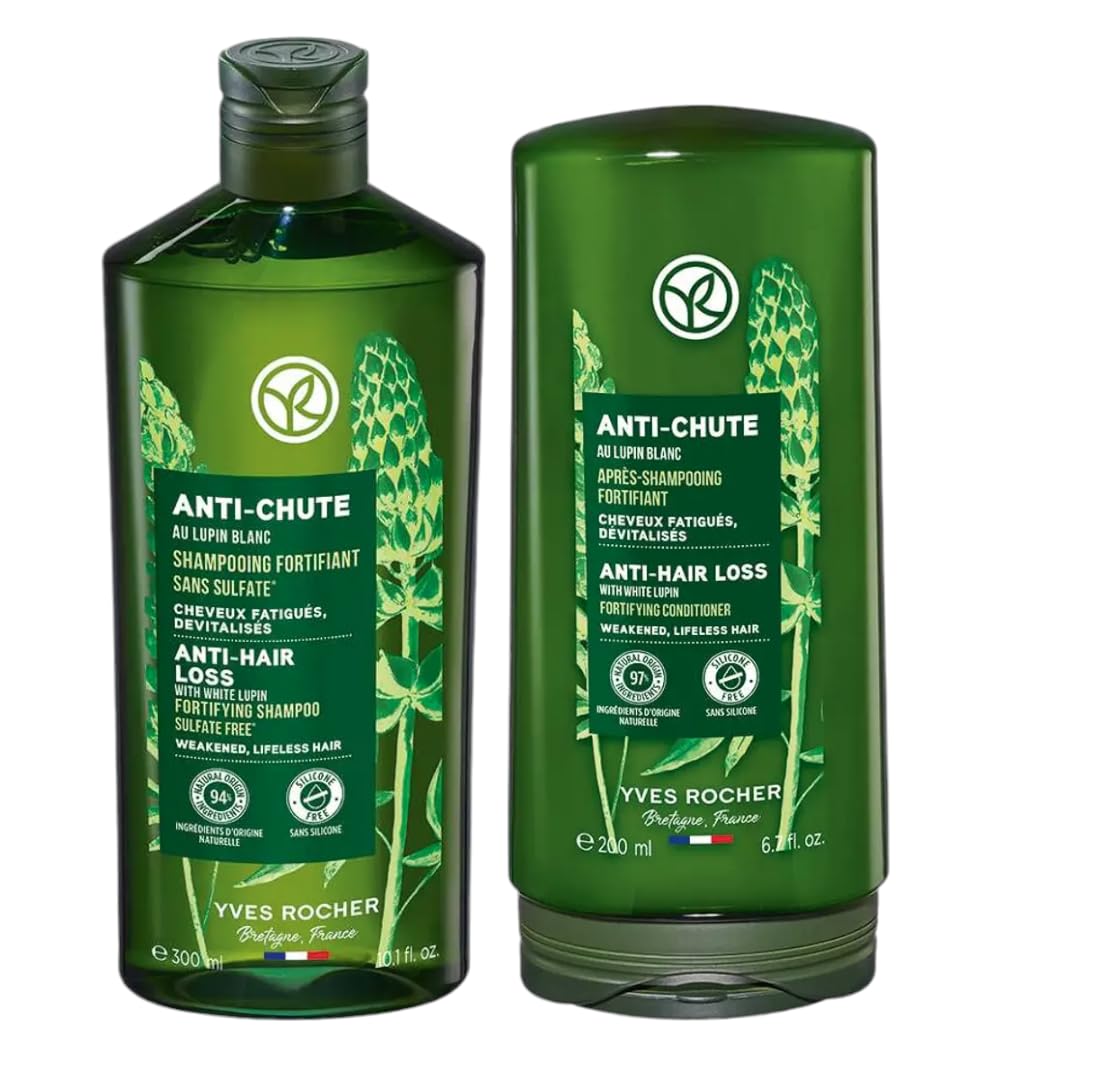 Yves Rocher Botanical Anti-Hair Loss Strengthening Conditioner and Shampoo Set of 2-300 ml./10.1 fl.oz. and 200 ml./6.7 fl.oz.